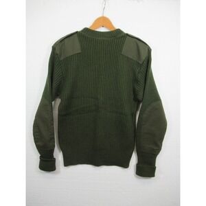 Vintage Y2K US Military Wool Commando Sweater Men 42 Army Green Epaulettes DSCP